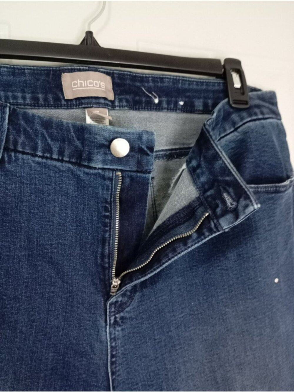 Chicos Womens Rhinestone Embellished Stretch Denim Jeans Size 3 Regular - Picture 5 of 9